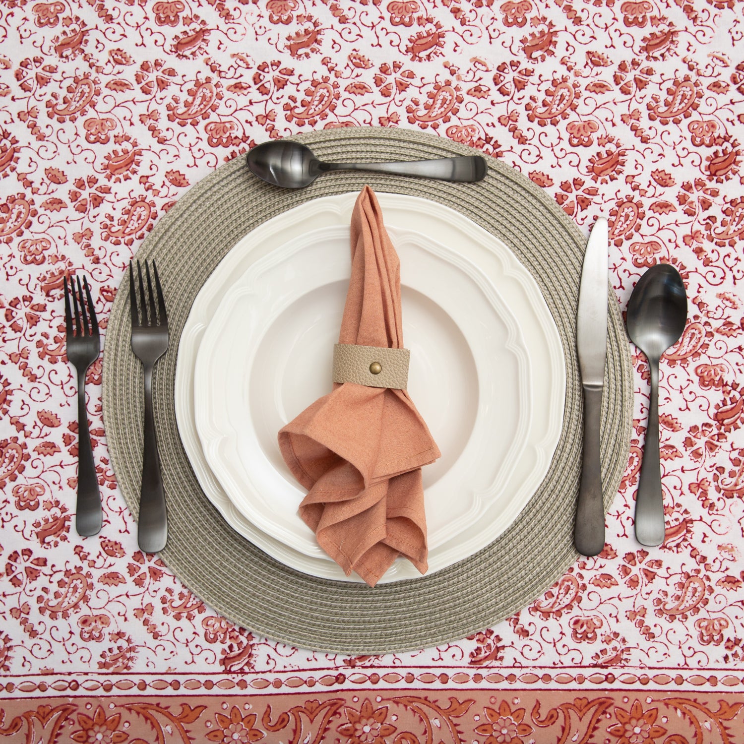 Coral Red Tablecloth