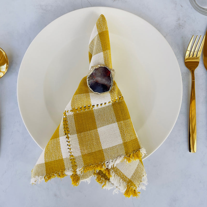 Mustard Yellow Cotton Napkins Frayed Linen Napkins Cloth -  in