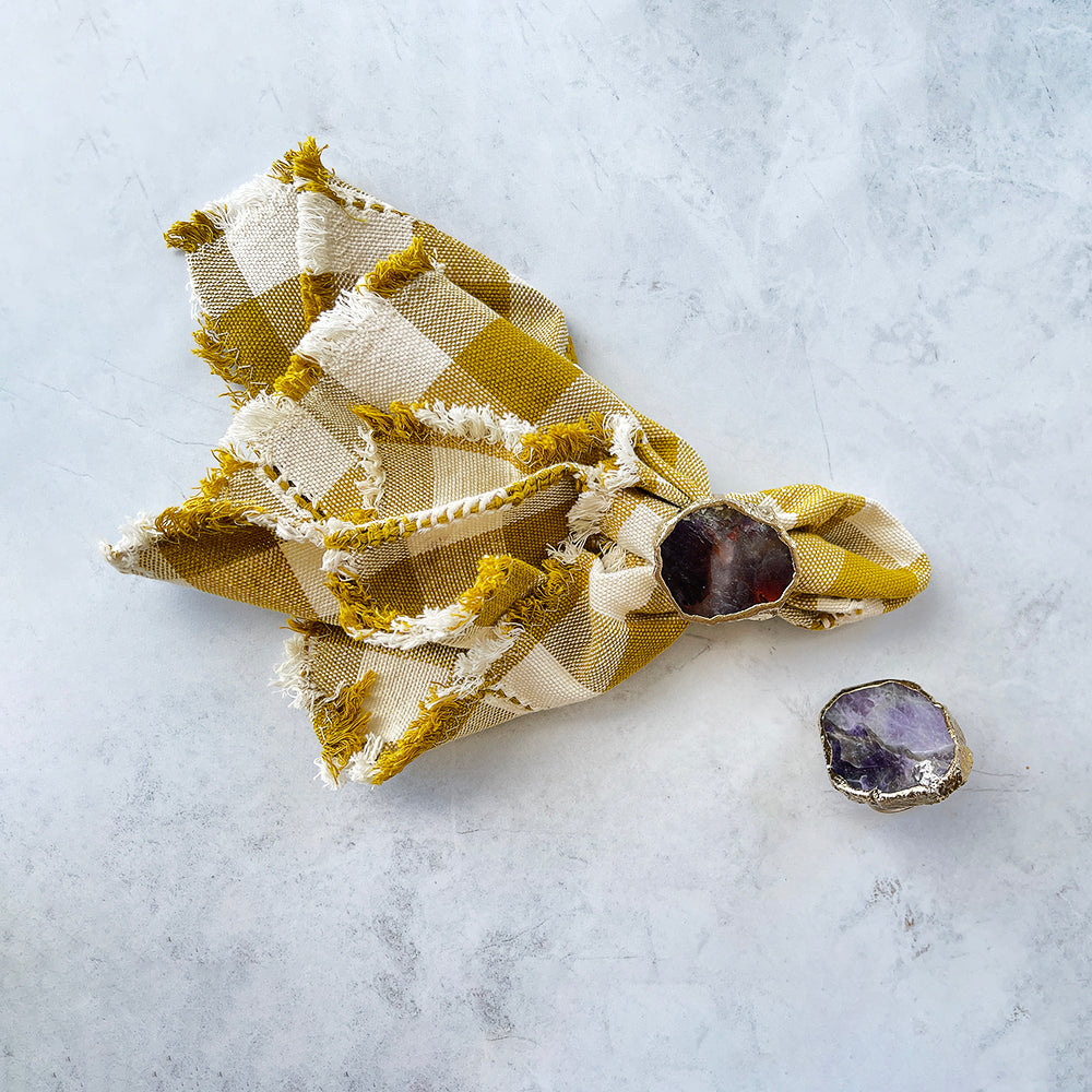 Rounded Amethyst Agate Napkin Rings